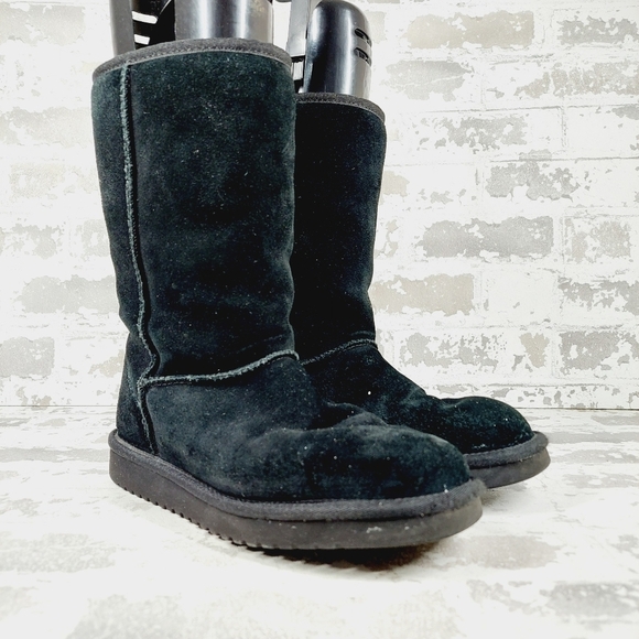 Koolaburra by UGG Black Leather Suede Sheepskin Round Toe Winter Boot A835 - Picture 4 of 13